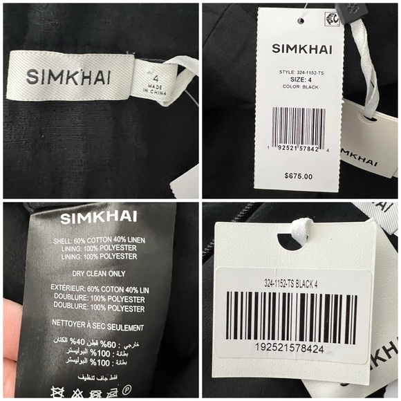 Jonathan Simkhai Puff Off Shoulder Mini Dress Black Size 4 NEW - Picture 15 of 15